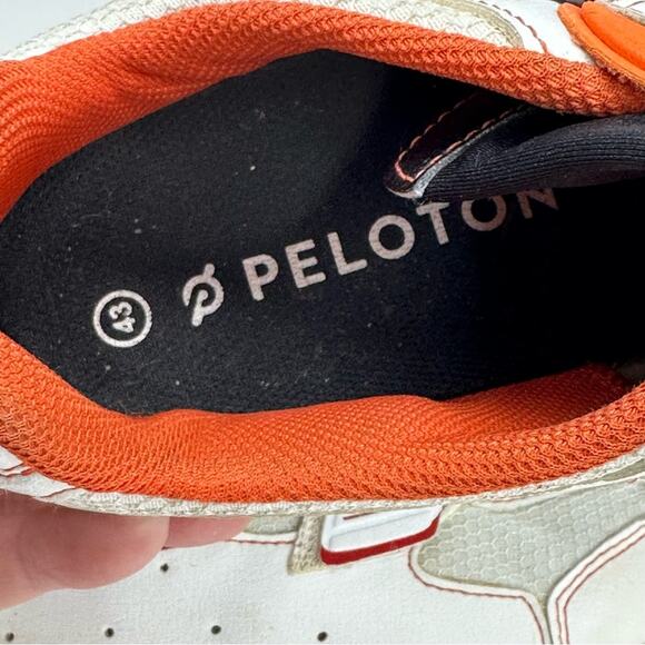 Men’s Peloton Biking Cycle Shoes - WHITE & ORANGE - Picture 14 of 16